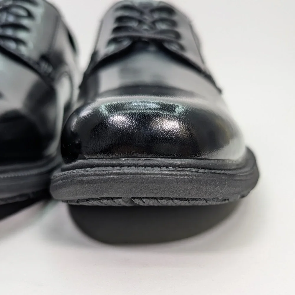 Nunn Bush Kore Baker Street Mens 9.5 Black Polished Plain Toe Oxford Dress Shoes